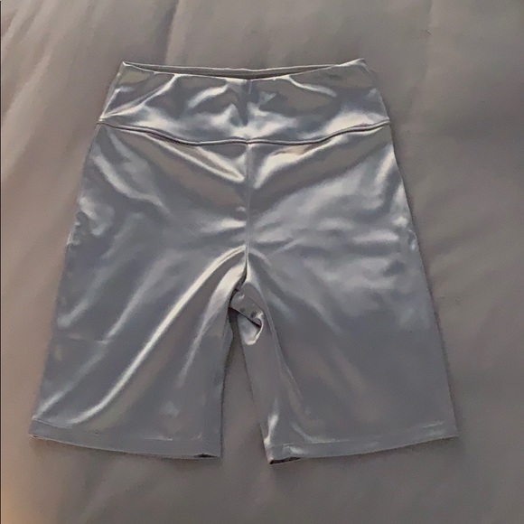 Silver Metallic Biker Shorts Online 